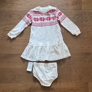 Ralph Lauren 24M EUC White and Red Waffle Knit Dress and NWT bloomers